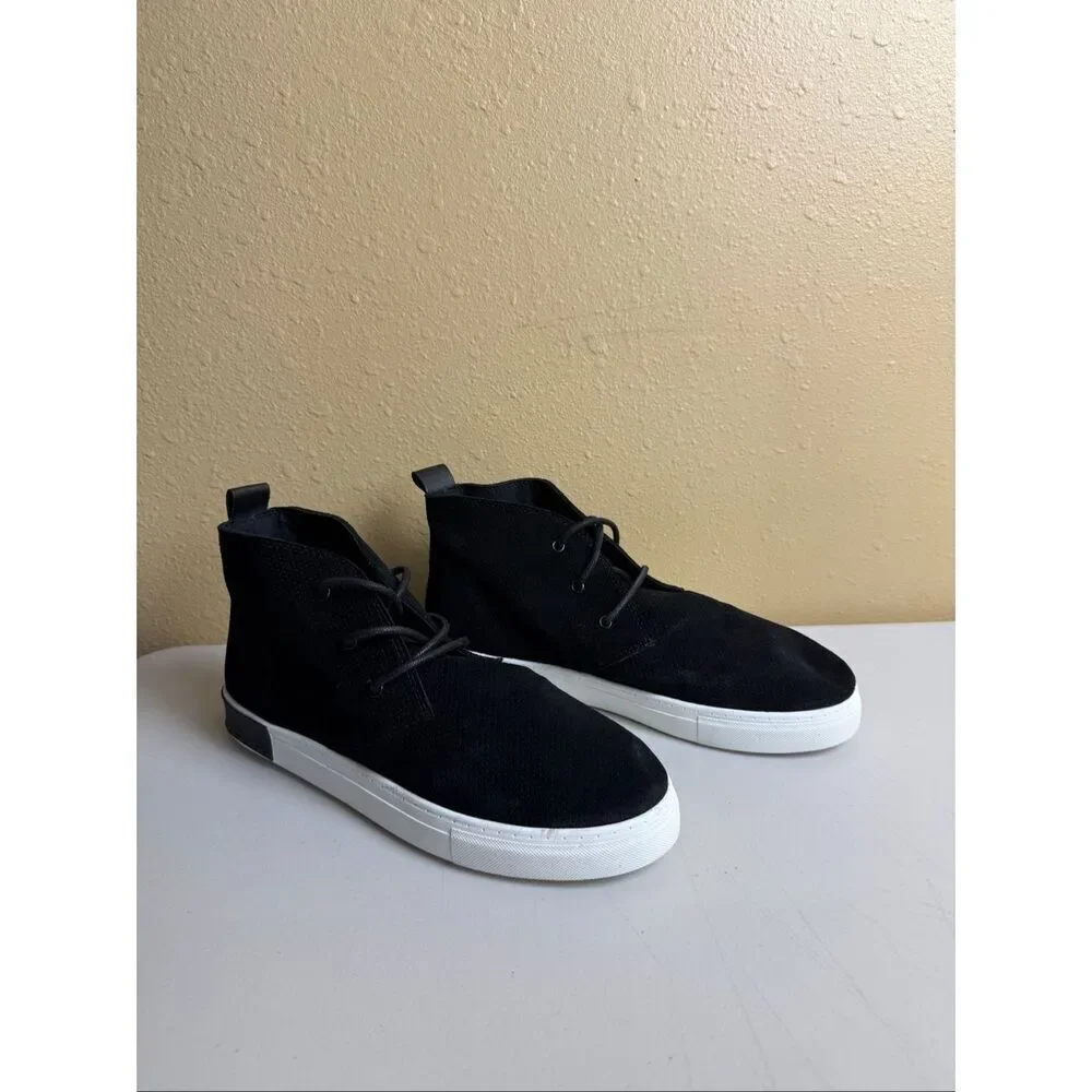 STRAUSS + RAMM Men’s Chukka High Top Perforated Suede Leather 12 M Black